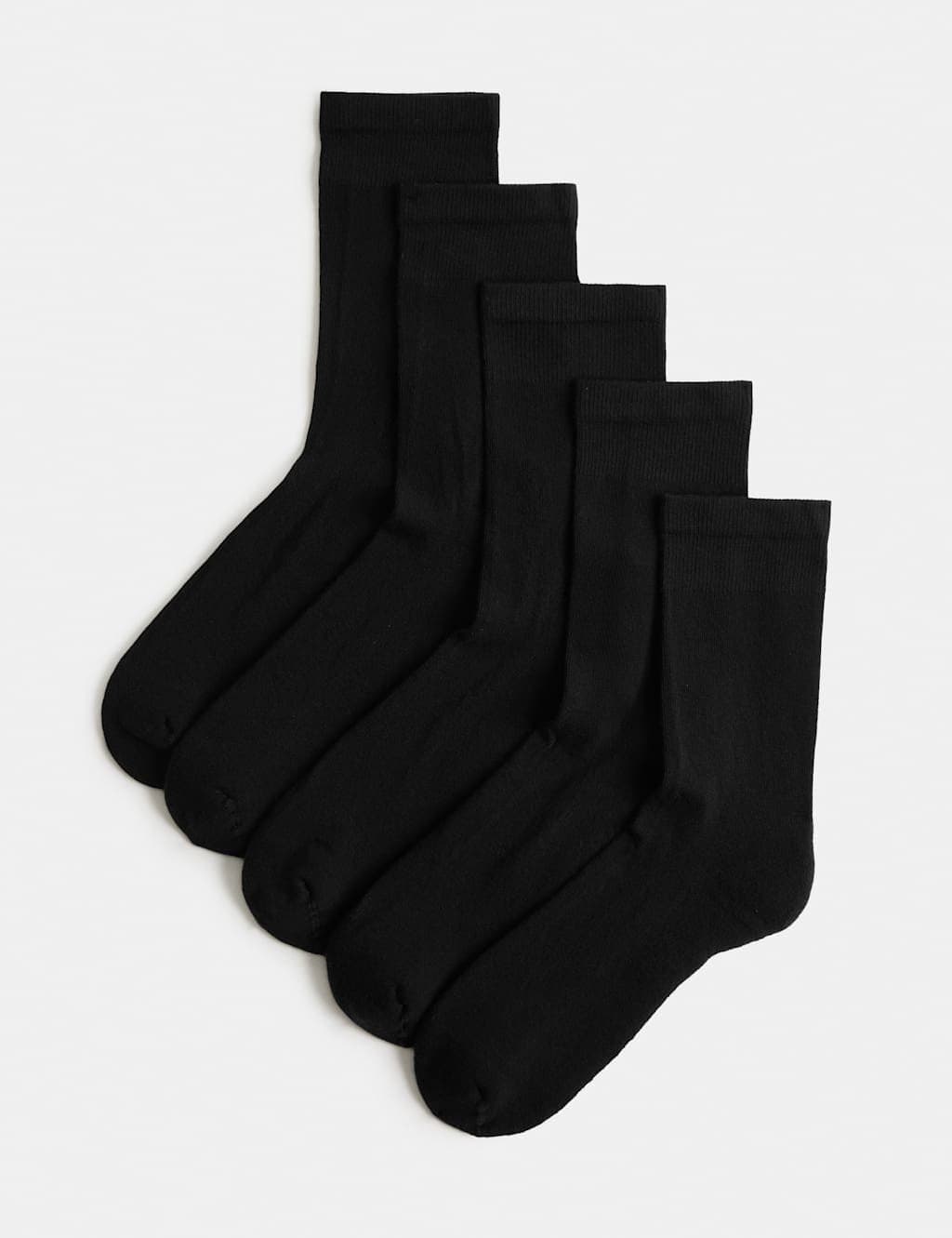 Marks & Spencer M&S 5pk Cotton Rich Ultimate Comfort Ankle High Socks Black