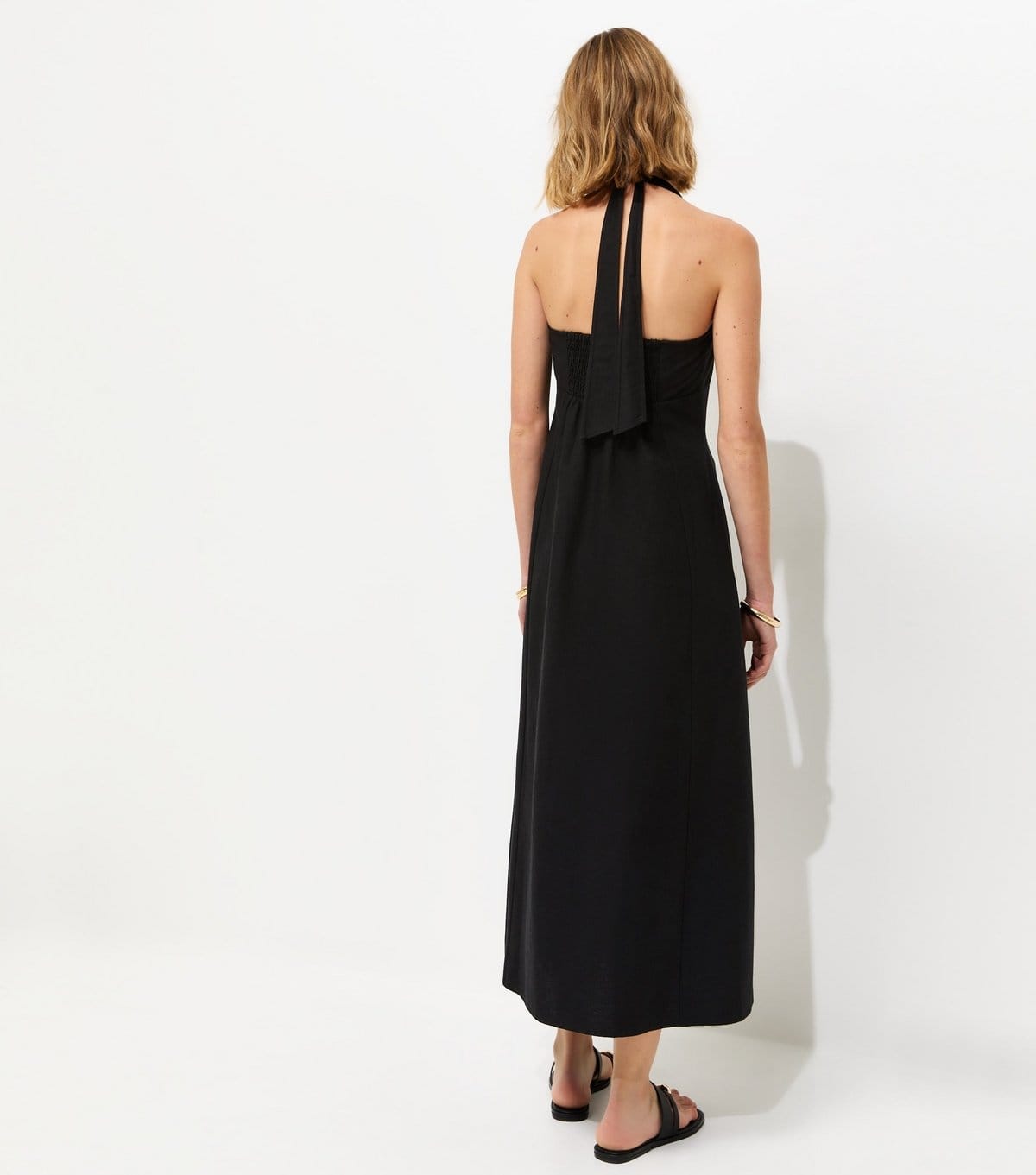 New Look Women's Black Halter Neck Cotton Rich Midi Dress New Look - 4