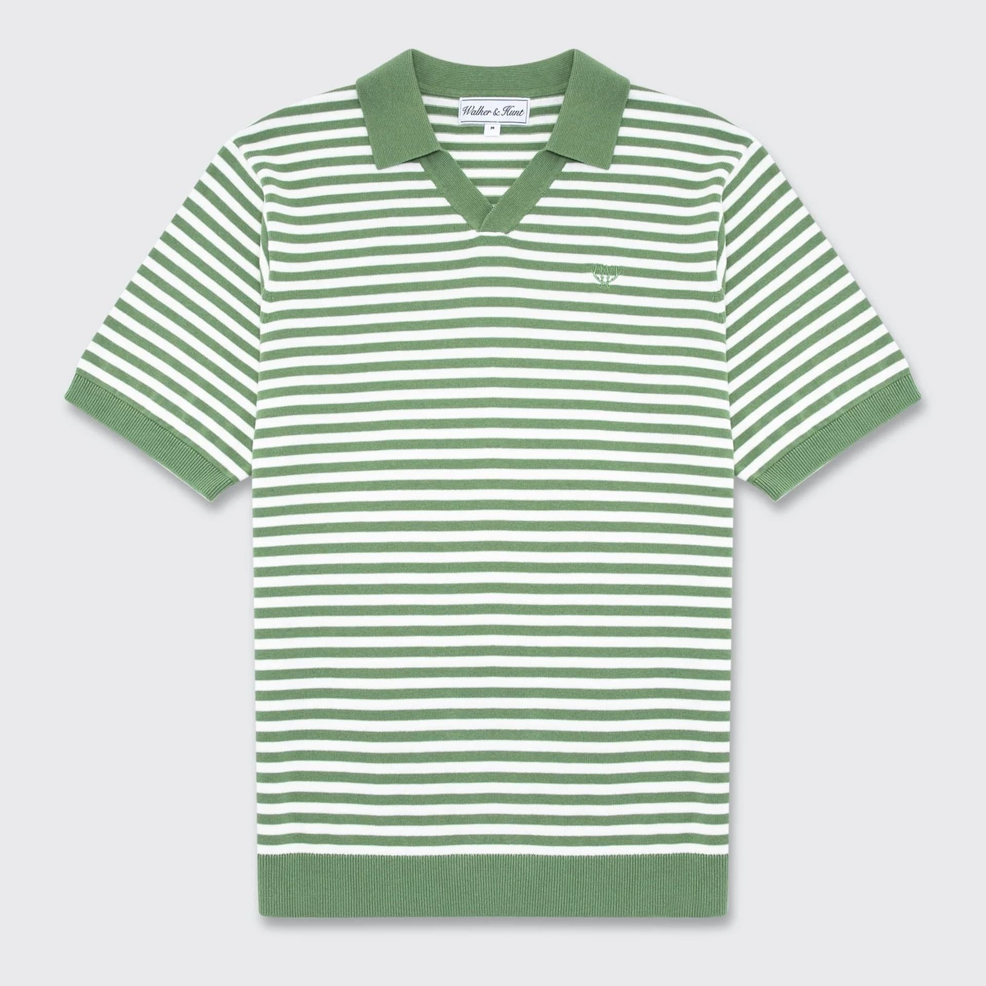 Walker & Hunt Walker & Hunt Men's Milton Striped Polo in Light Green