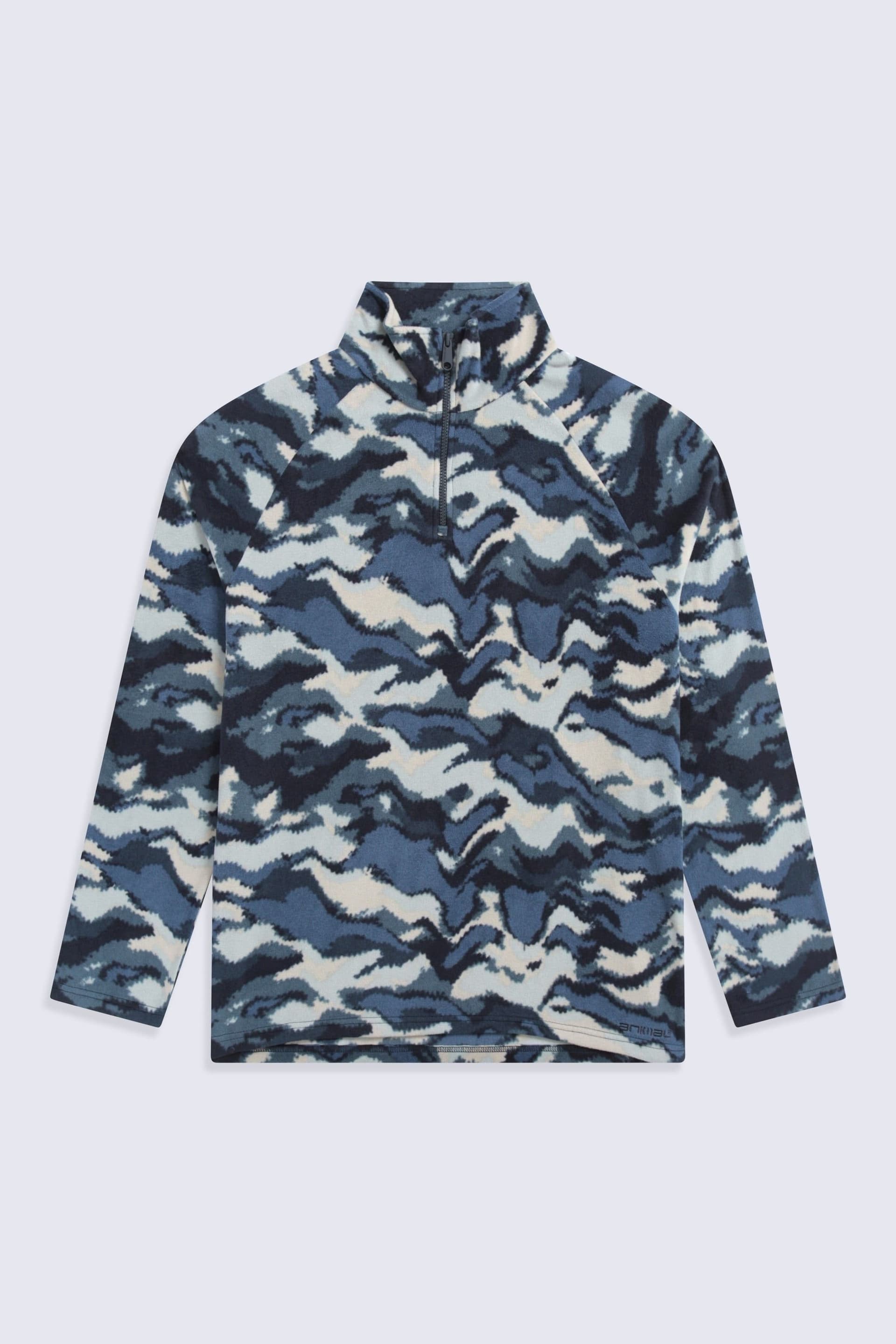 Animal Animal Men's 'Prague' Printed Lightweight Anti-Pill Half-Zip Fleece Outdoor Jacket in Dark Blue