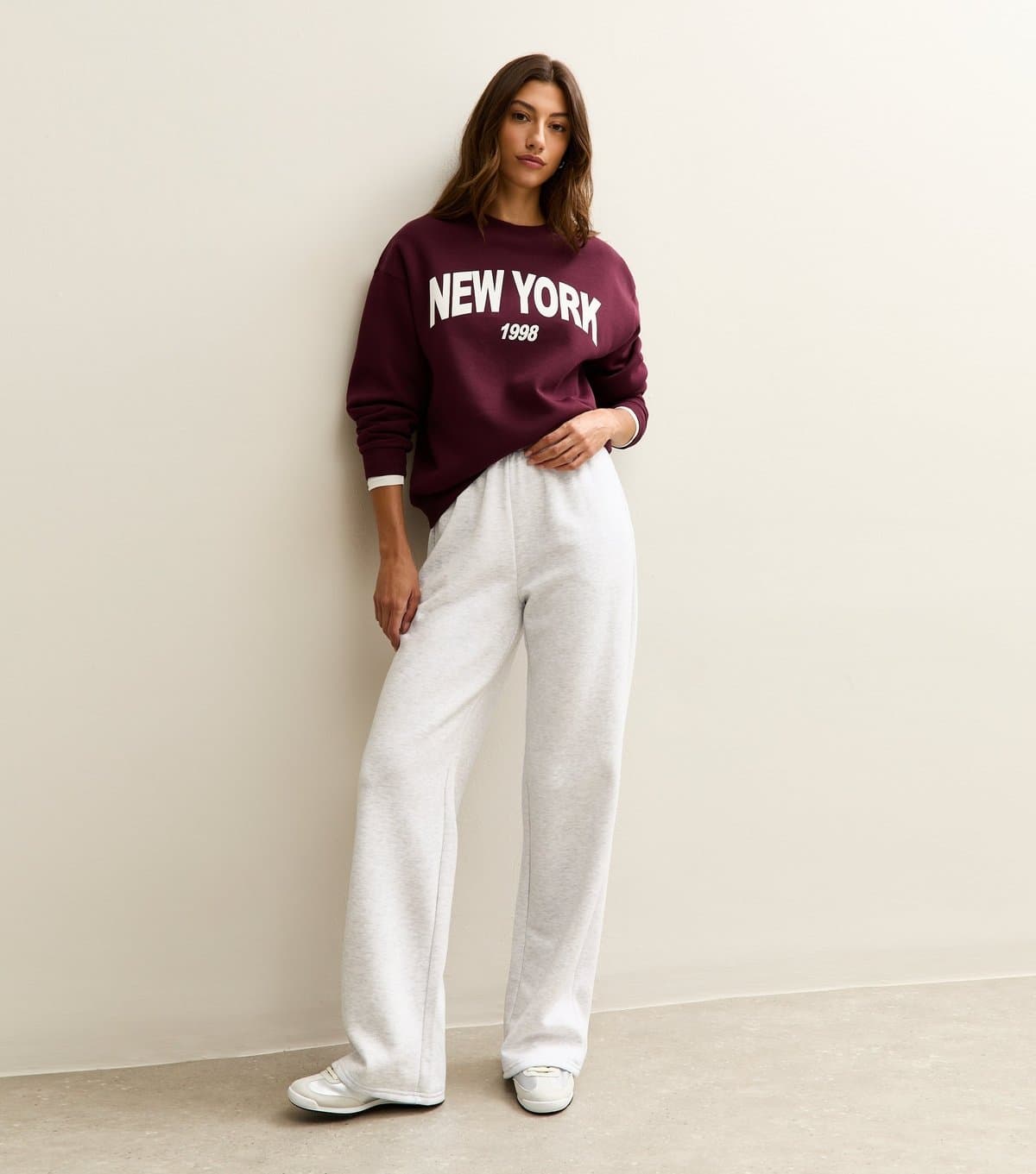 New Look Women's Tall Grey Marl Jersey Wide Leg Joggers New Look