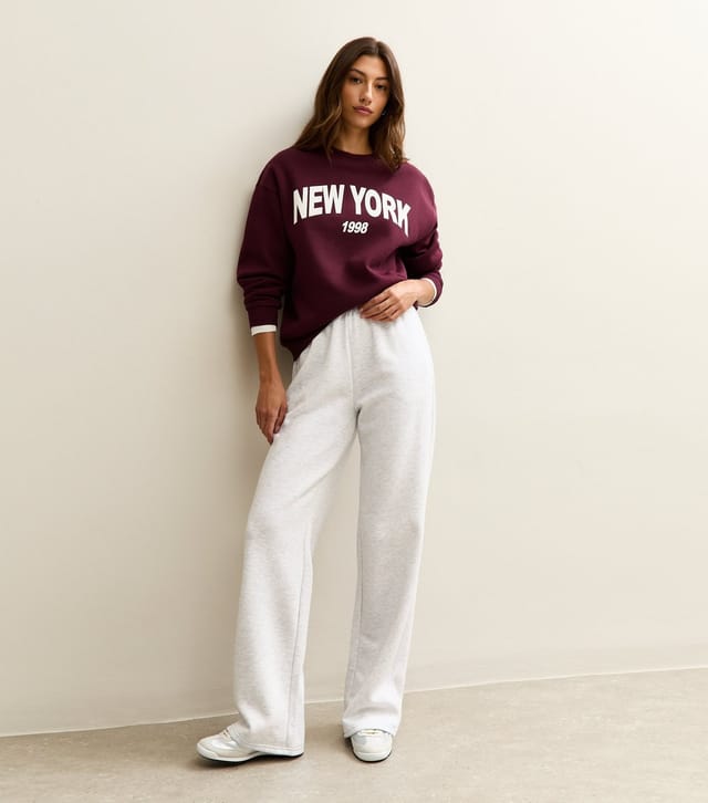 New Look Women's Tall Grey Marl Jersey Wide Leg Joggers New Look - 2