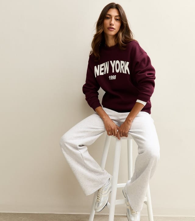 New Look Women's Tall Grey Marl Jersey Wide Leg Joggers New Look - 3