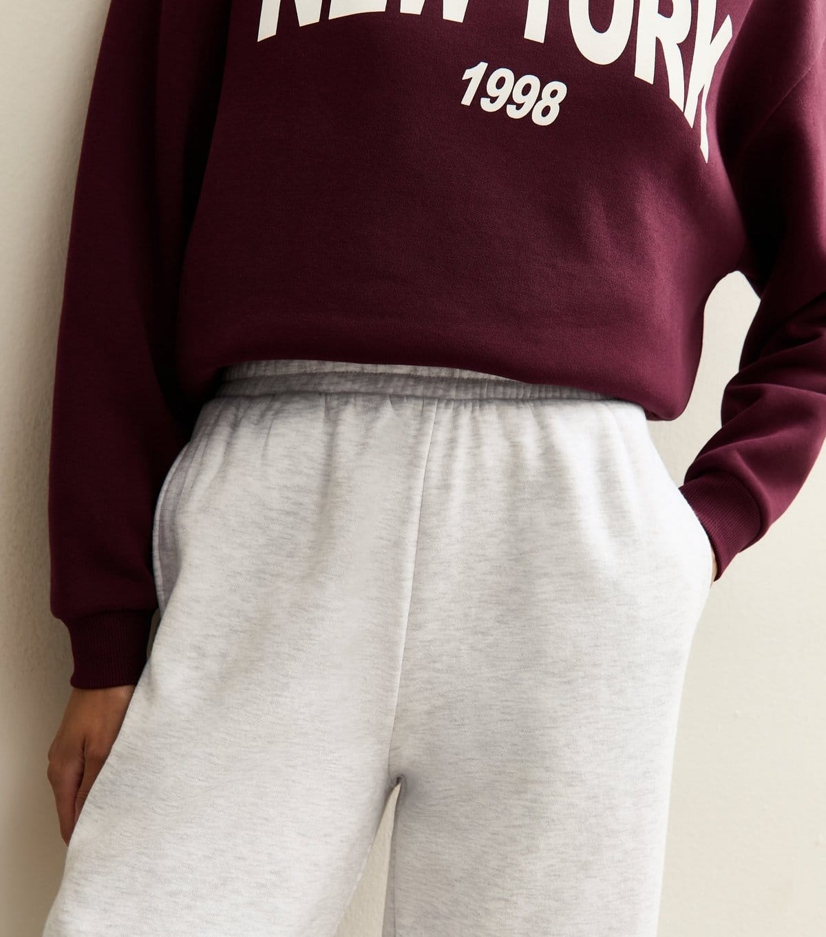 New Look Women's Tall Grey Marl Jersey Wide Leg Joggers New Look - 4