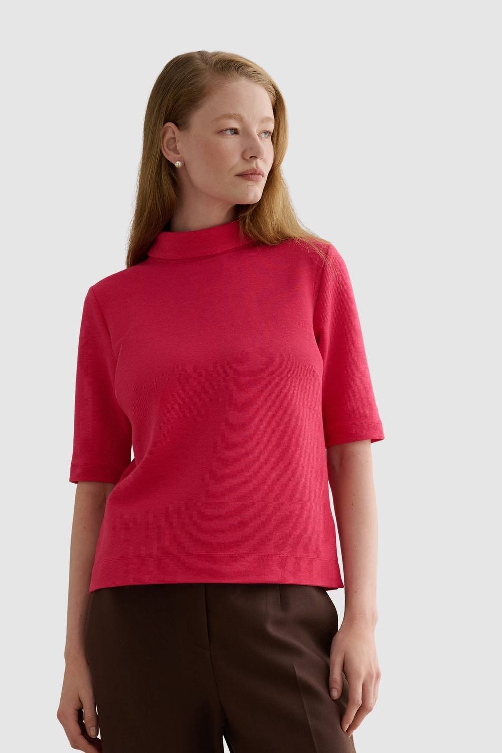 Hobbs London Hobbs London Women's Tali High Neck Textured Top in Fuchsia - 1