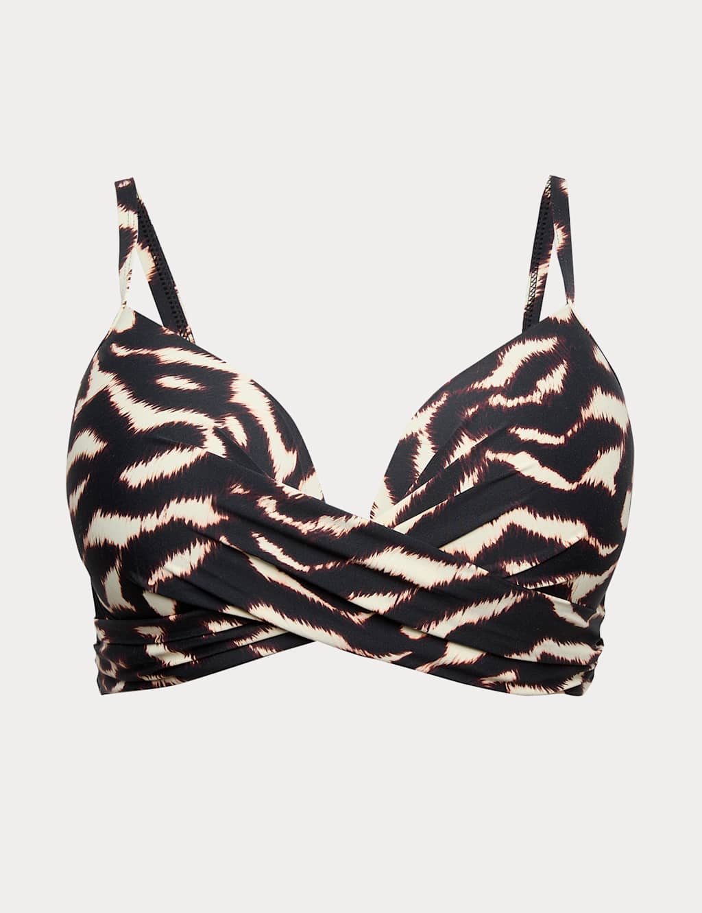 Marks & Spencer M&S Printed Underwired Plunge Bikini Top (D-G) Brown Mix - 2