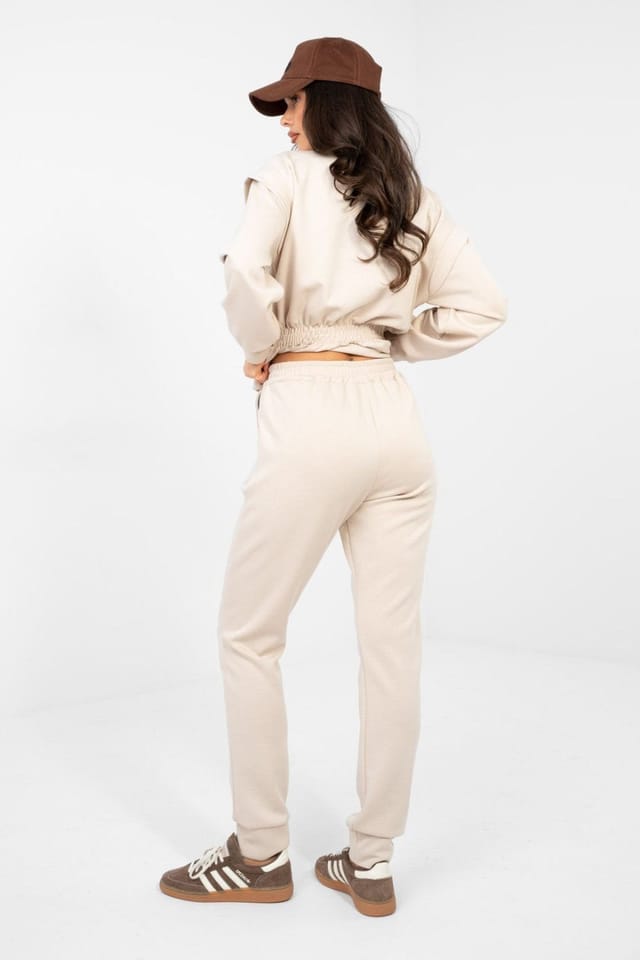 Love Lace Love Lace Women's Minimalist Butter Soft Sweatshirt Trouser Set in Beige - 3