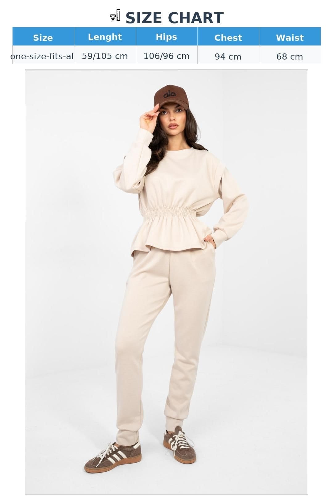 Love Lace Love Lace Women's Minimalist Butter Soft Sweatshirt Trouser Set in Beige - 4