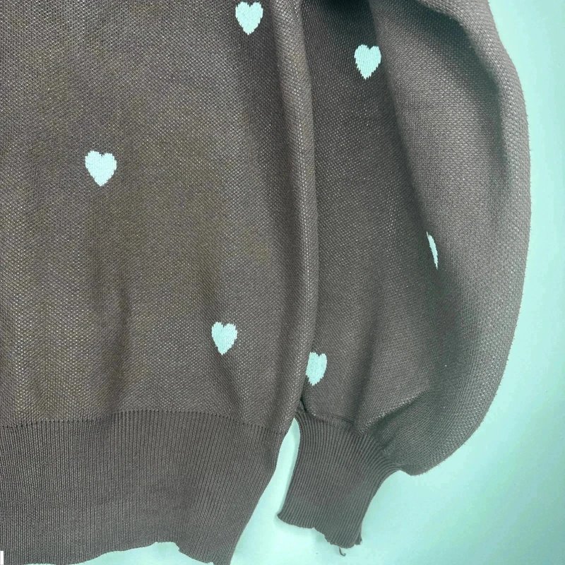 ASOS Asos Women's Heartbreak Jumper size 6 Brown Hearts High Neck - 1