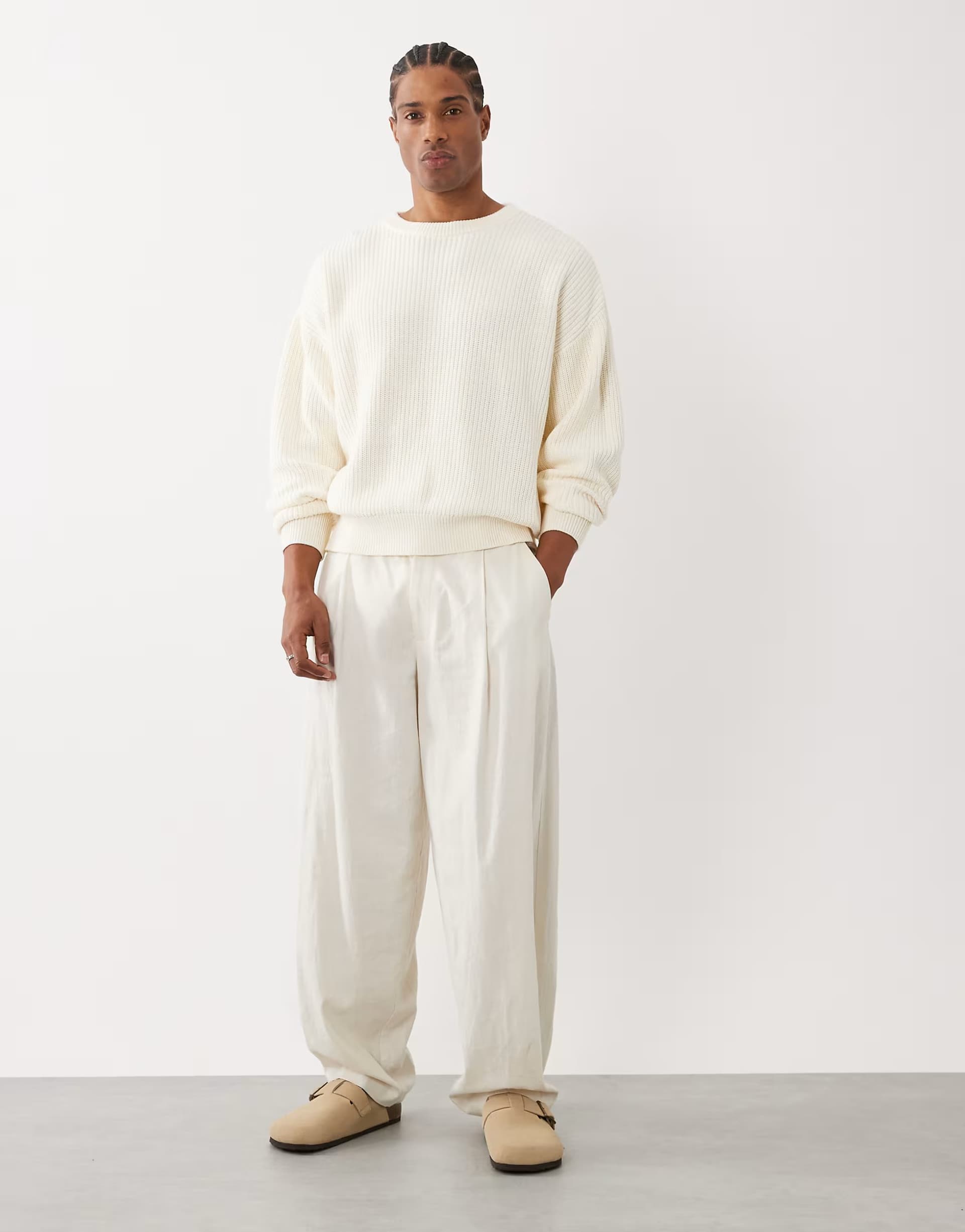 ASOS Cotton On box fit crew knit in ecru