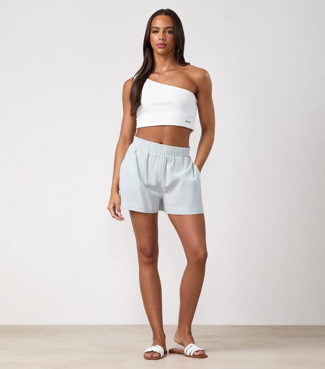 Gym King Women's Blue Poplin Stripe Shorts Gym King New Look - 2