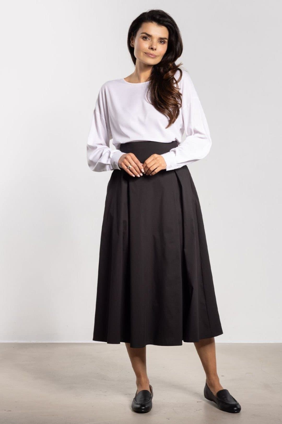 Love Lace Love Lace Black High Waist Midi Flared Skirt