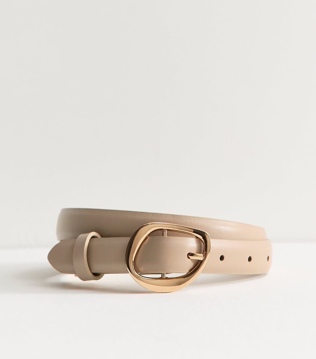 New Look Mink Faux Leather Hammered Buckle Belt Vegan New Look