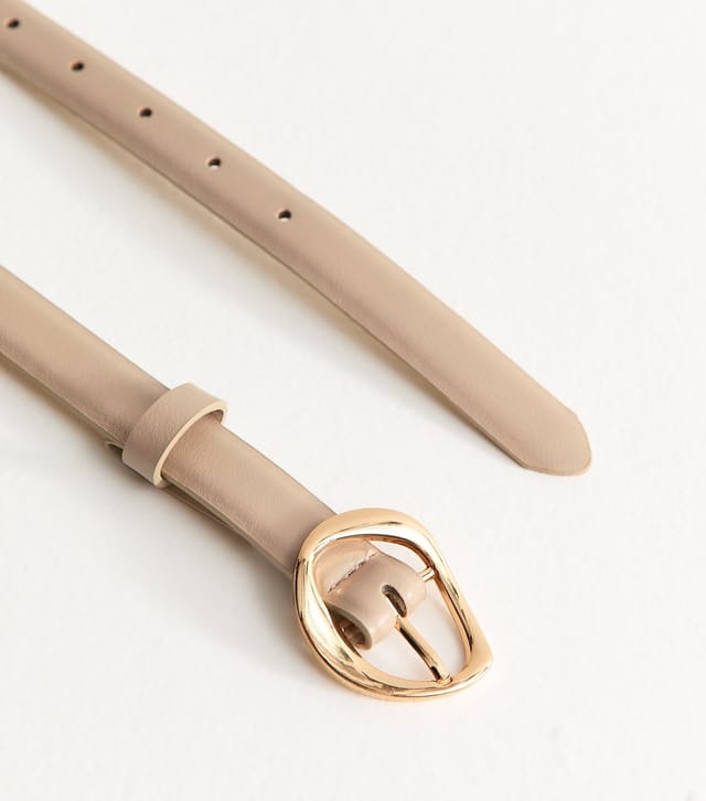 New Look Mink Faux Leather Hammered Buckle Belt Vegan New Look - 3