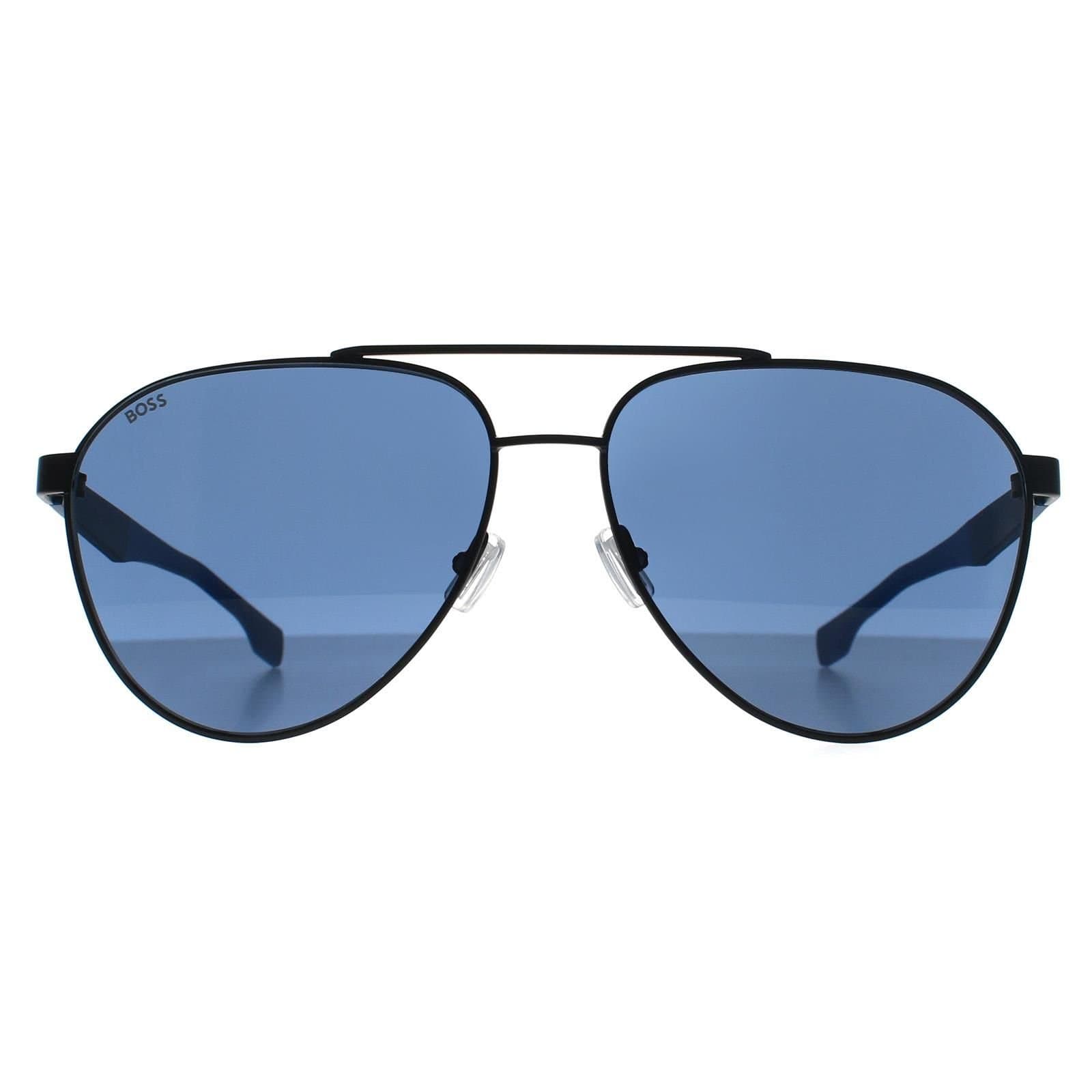 Hugo Boss Hugo Boss Men's Aviator Matte Black Blue Blue BOSS 1485/S