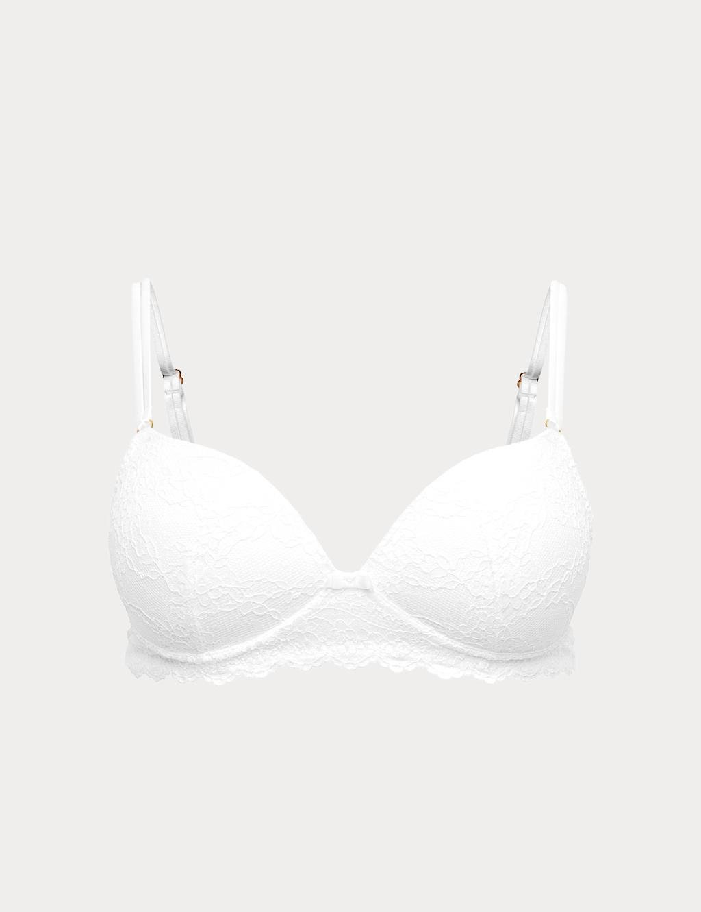 Marks & Spencer M&S Ida Lace Non Wired Push-Up Plunge Bra (A-E) White - 1