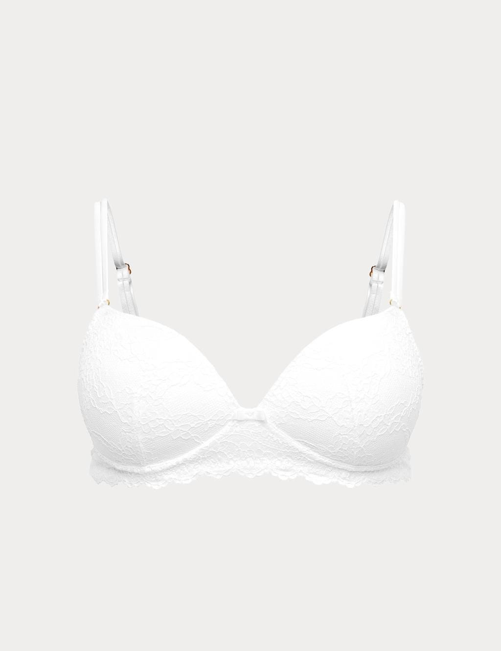 M&S White Lace Push-Up Plunge Bra