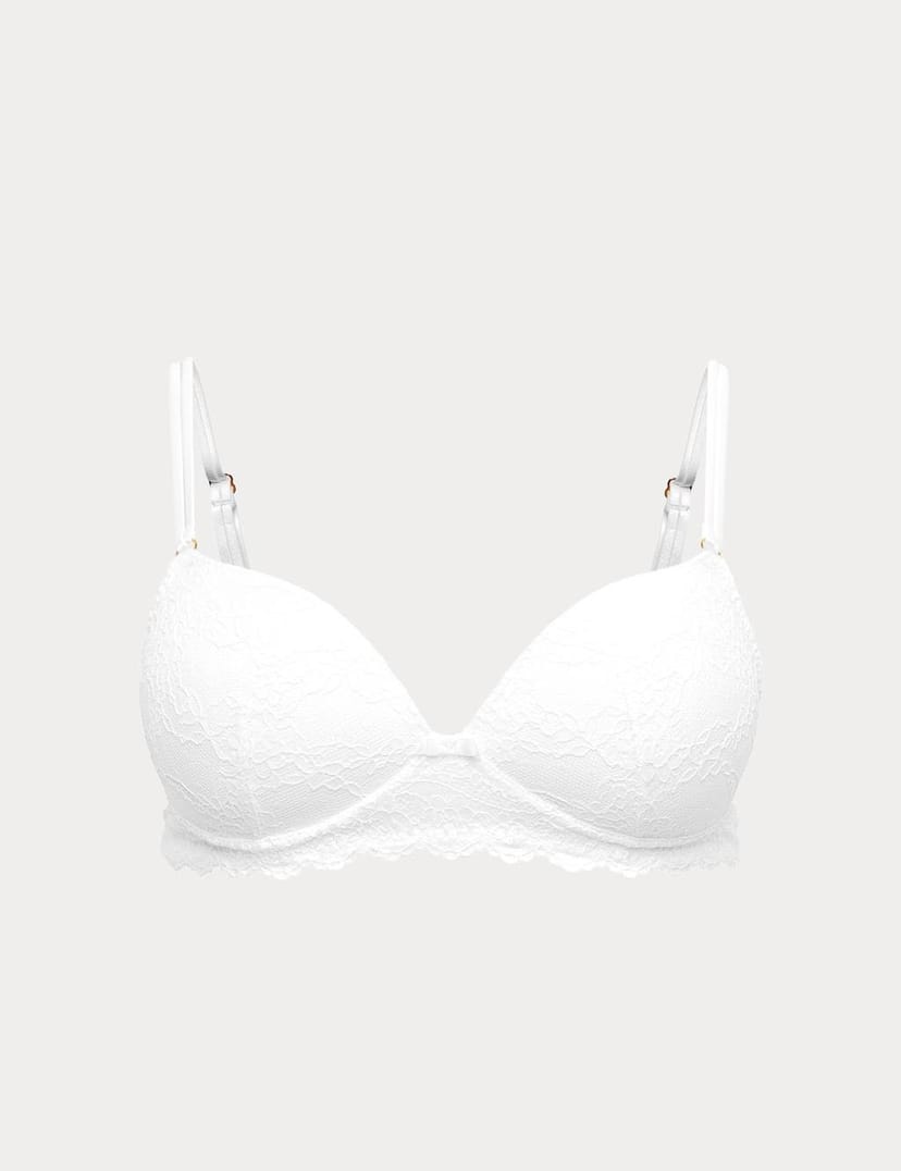 Marks & Spencer M&S Ida Lace Non Wired Push-Up Plunge Bra (A-E) White - 1