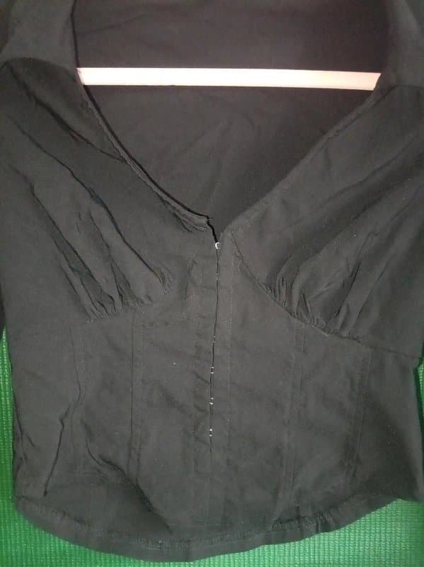 New Look Black cropped corset shirt