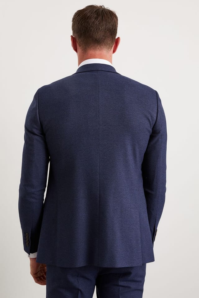 Burton Burton Men's Navy Marl Skinny Fit Suit Jacket - 3