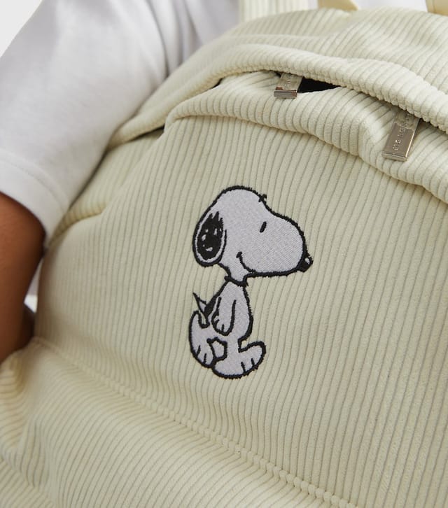 Skinnydip Cream Corduroy Snoopy Embroidered Backpack School Skinnydip New Look - 2
