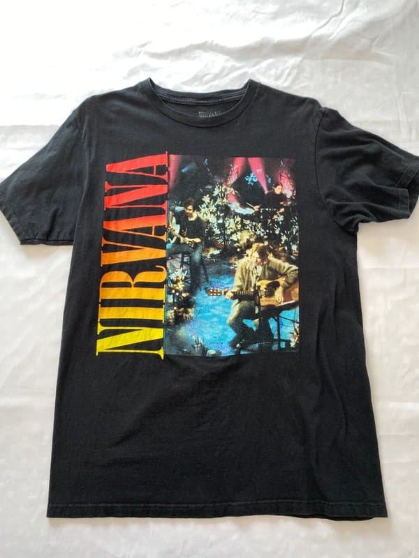 Nirvana Nirvana MTV Unplugged Graphic Band T-Shirt Black Size Medium Grunge Rock Tee