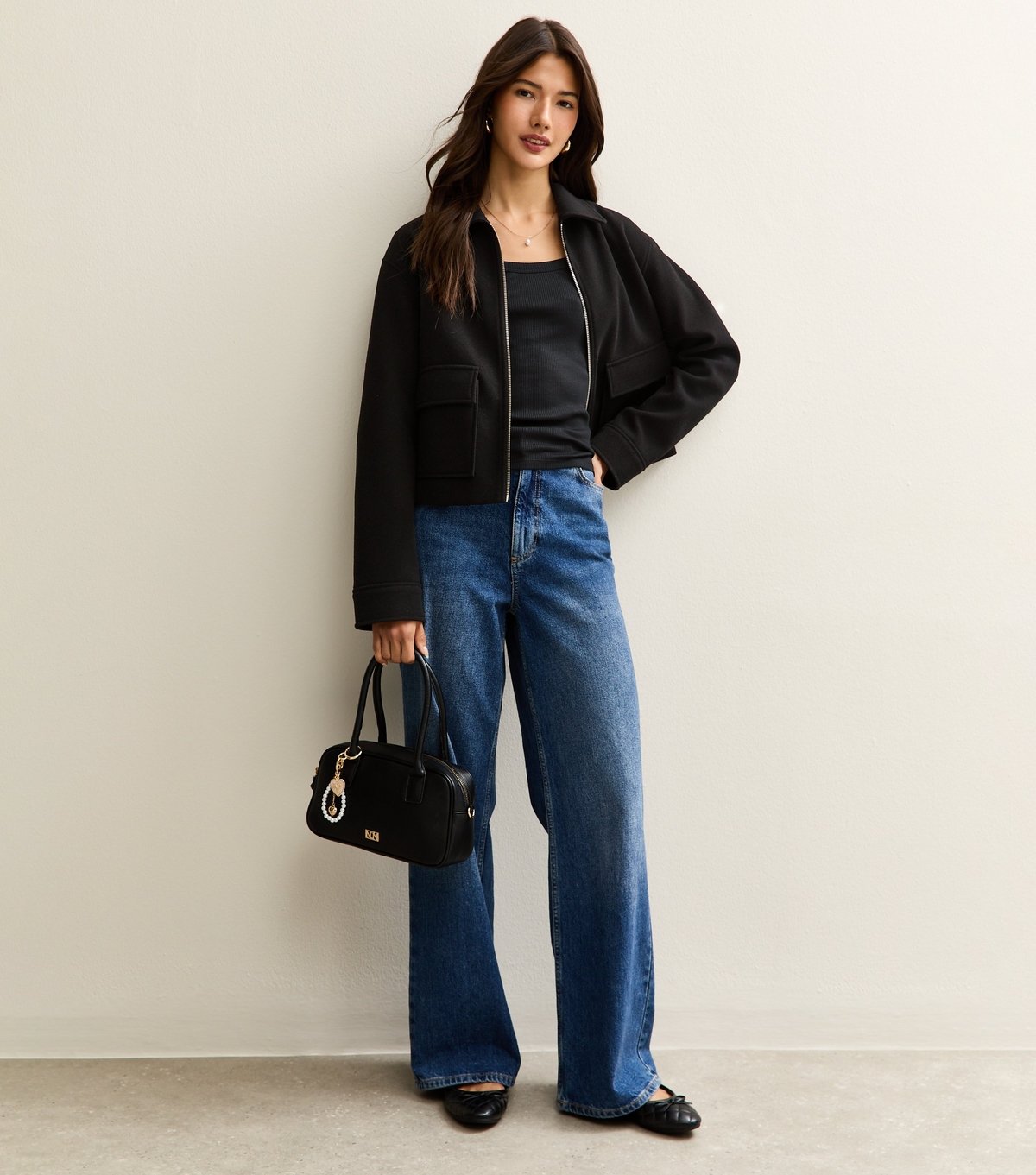 New Look Women's Black Scoop Neck Long Sleeve Ribbed Top New Look - 2