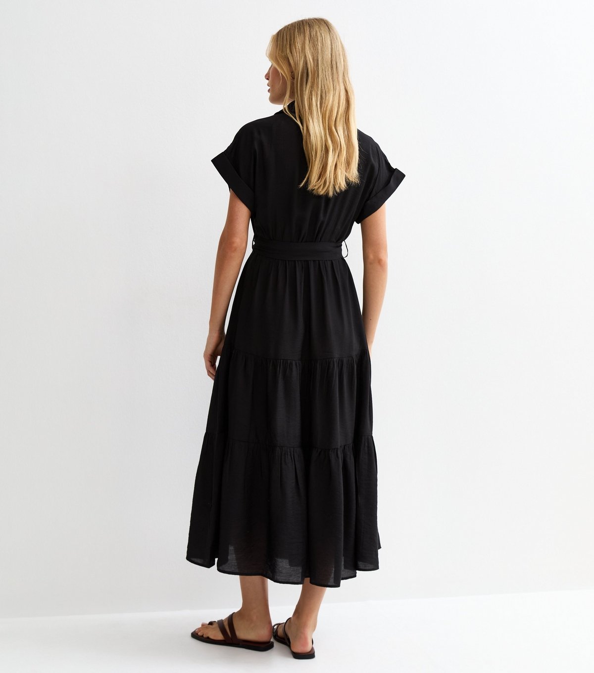 New Look Women's Black Tiered Belted Midi Dress New Look - 4