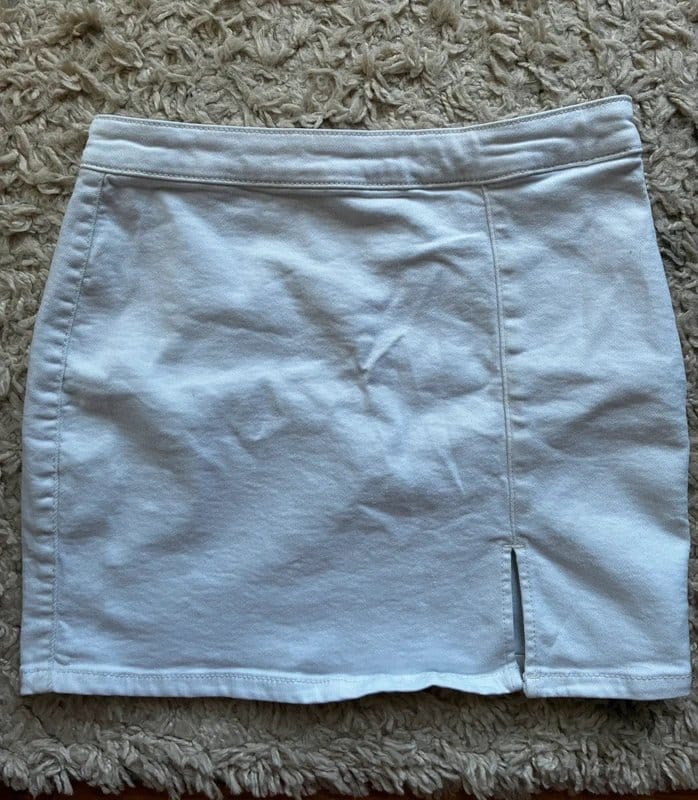 Bershka White Denim Mini Skirt