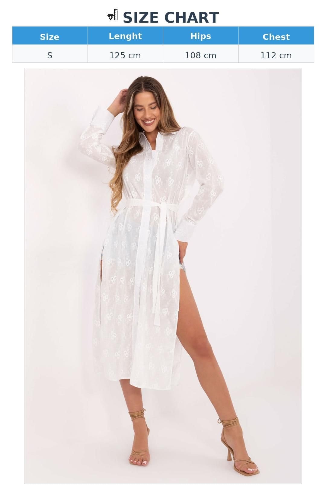 Love Lace Love Lace Women's Cotton Long Sleeve Shirt with Floral Tie Belt in White - 4