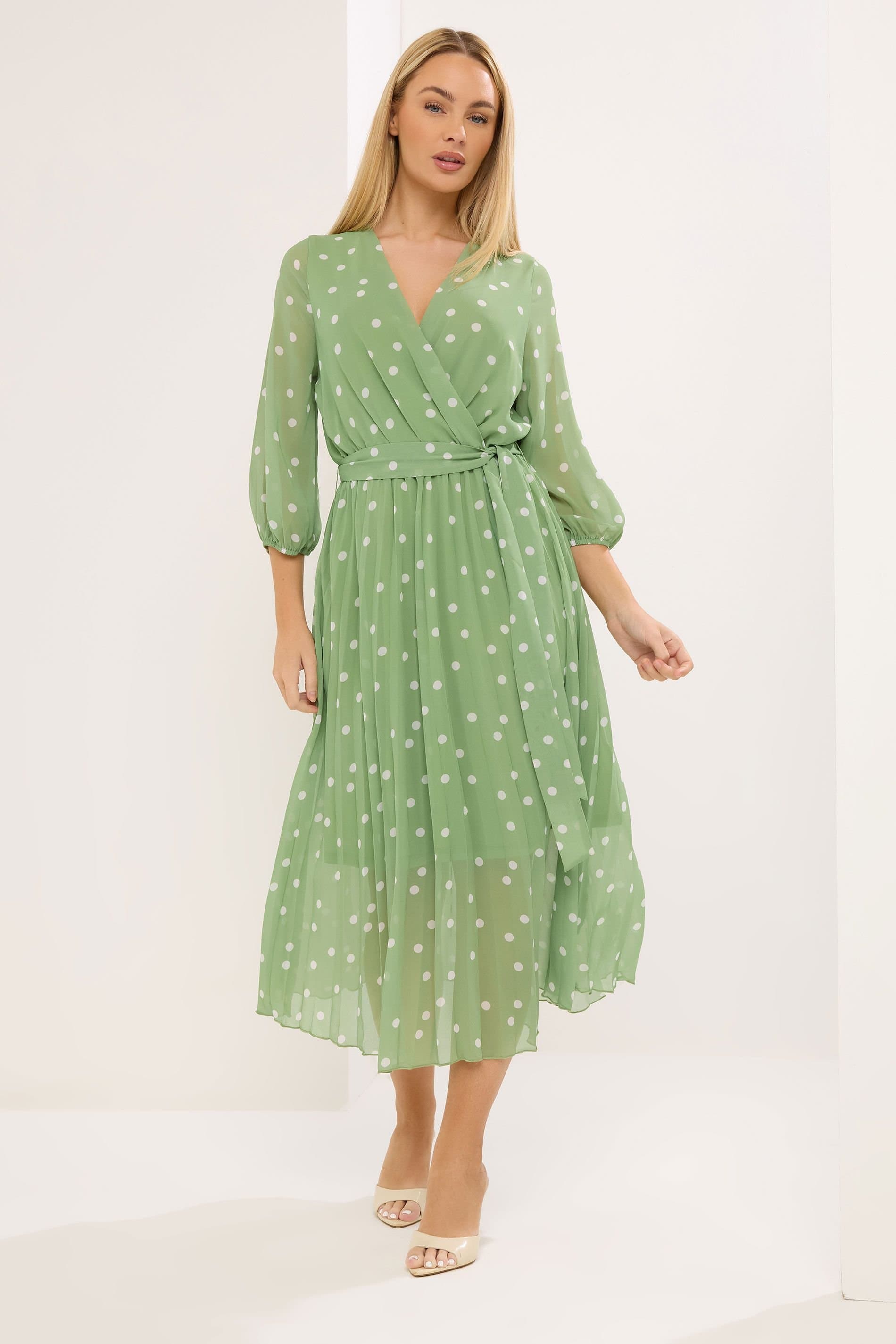Star by Julien Macdonald Star by Julien Macdonald Women's Polka Dot Pleated Dress in Light Green