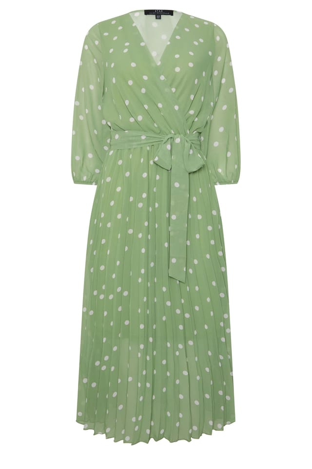 Star By Julien Macdonald Star by Julien Macdonald Women's Polka Dot Pleated Dress in Light Green - 2