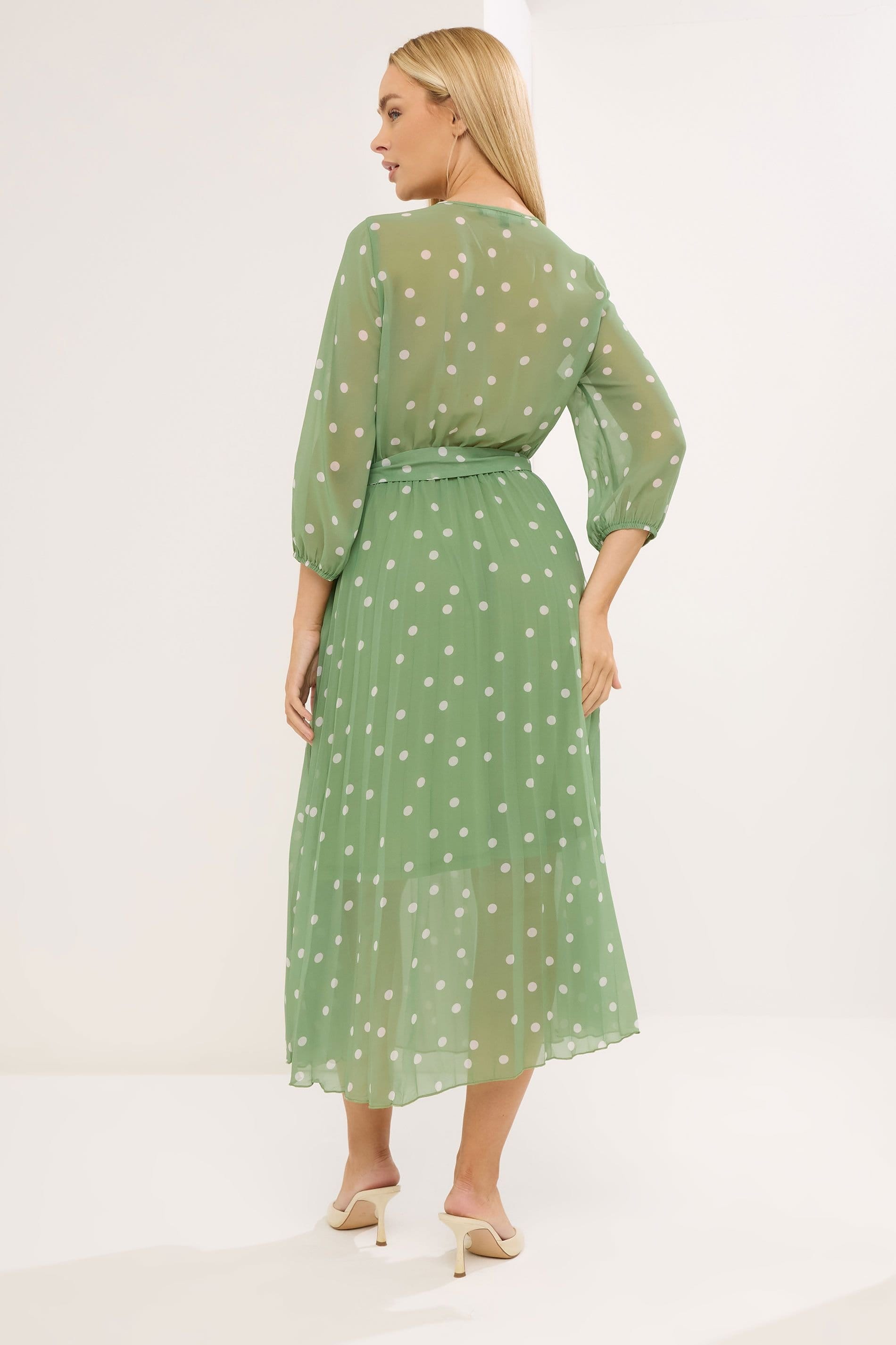 Star By Julien Macdonald Star by Julien Macdonald Women's Polka Dot Pleated Dress in Light Green - 4