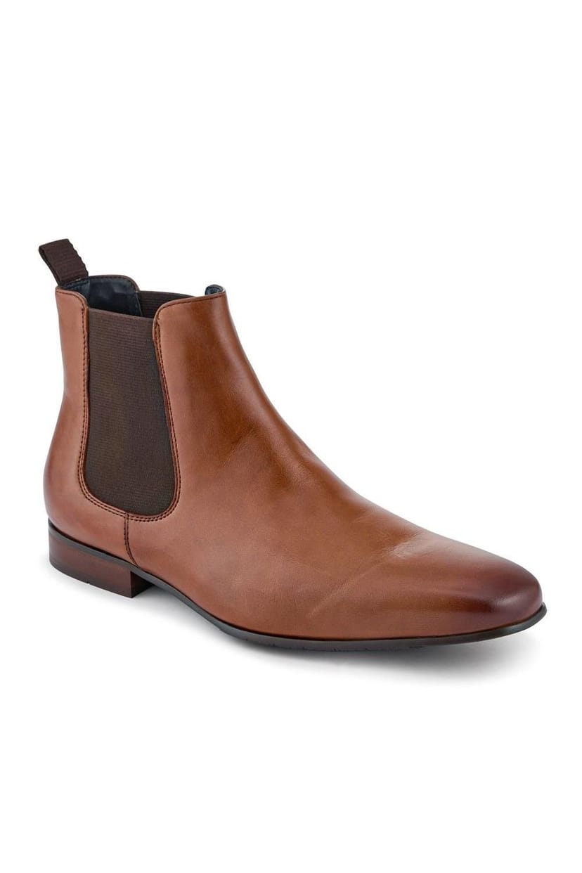Jones Bootmaker Jones Bootmaker Men's Leather Pointed-Toe Chelsea Boots in Tan - 1