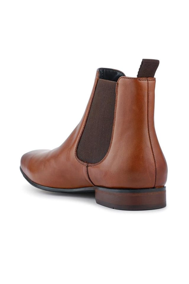 Jones Bootmaker Jones Bootmaker Men's Leather Pointed-Toe Chelsea Boots in Tan - 3