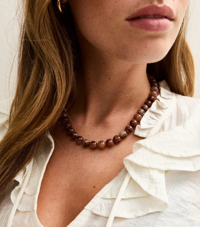 New Look Brown Resin Bead Necklace New Look - 2