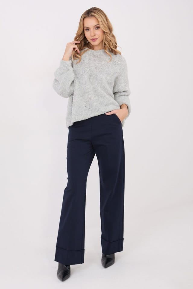 Love Lace Love Lace Women's High Waist Wide Leg Elastic Pants in Navy - 2