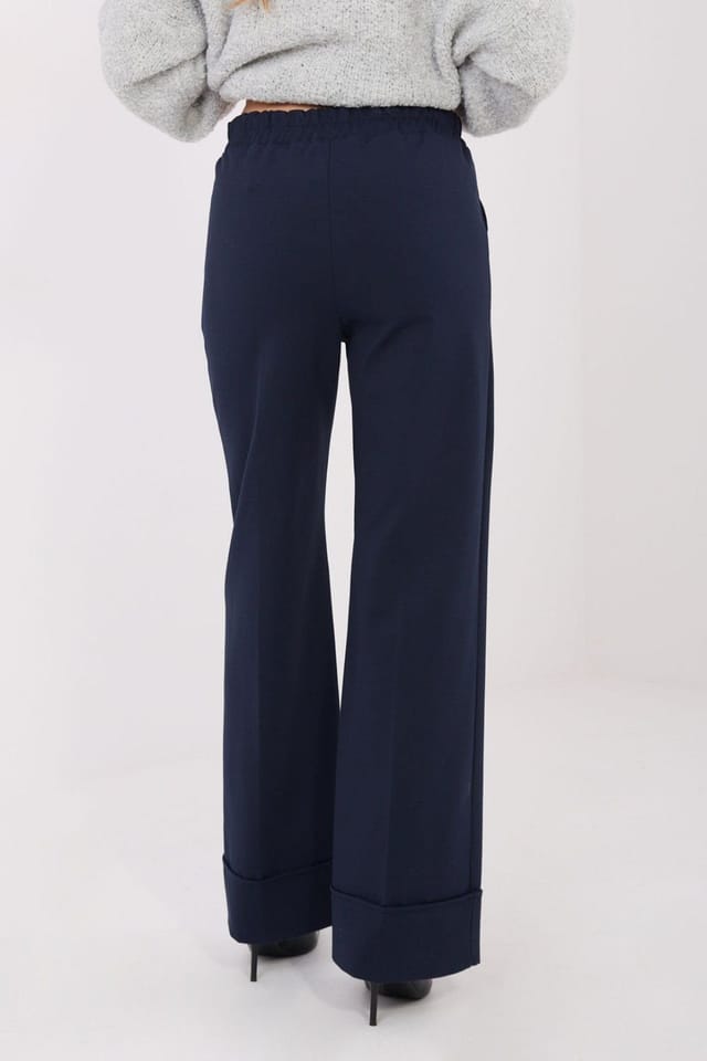 Love Lace Love Lace Women's High Waist Wide Leg Elastic Pants in Navy - 3