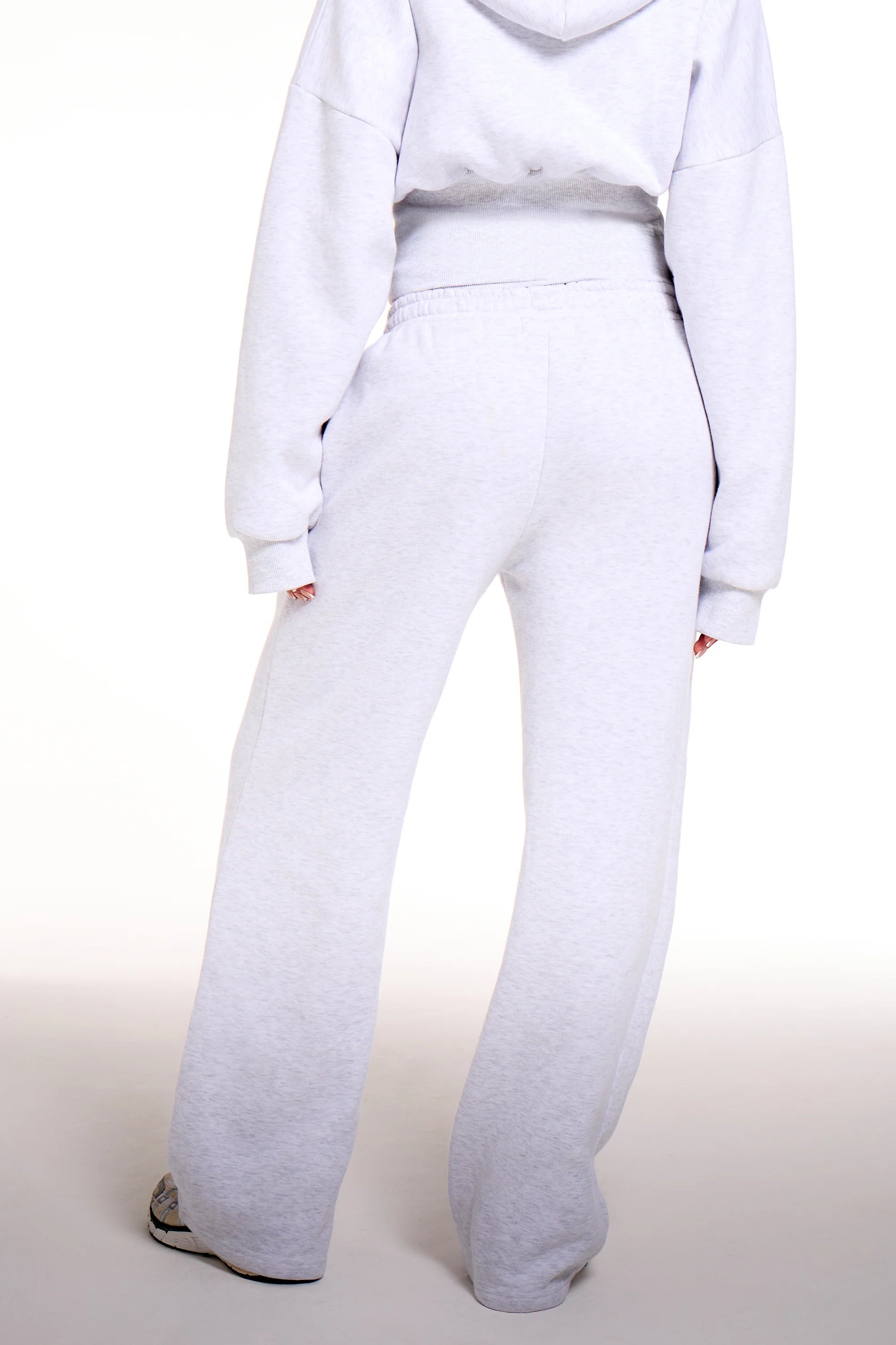 Kaiia Kaiia Chrome Logo Mid Rise Wide Leg Joggers Light Grey Marl - 4