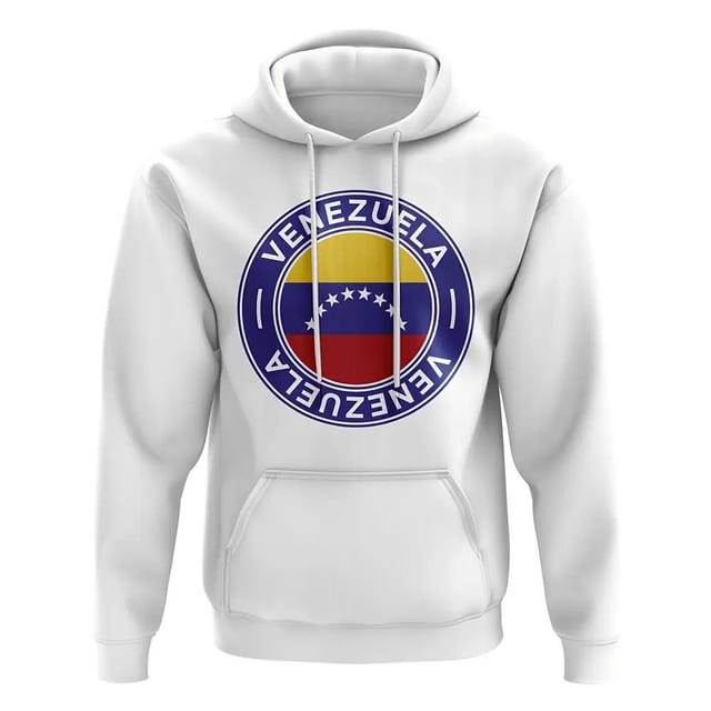 Venezuela Venezuela Men's Personalised Football Badge Hoodie in White - 2