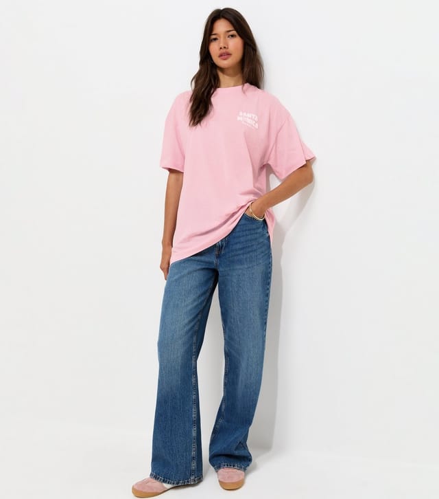New Look Women's Light Pink Cotton Santa Monica Oversized T-Shirt New Look - 3