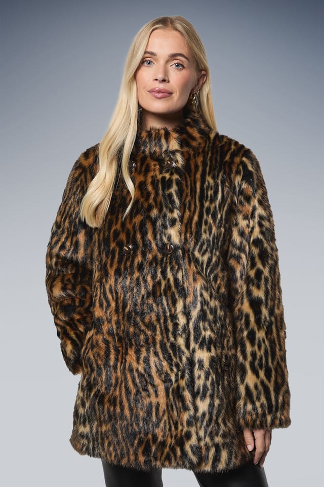 Wallis Wallis Women's Petite Leopard Faux Fur Coat - 2
