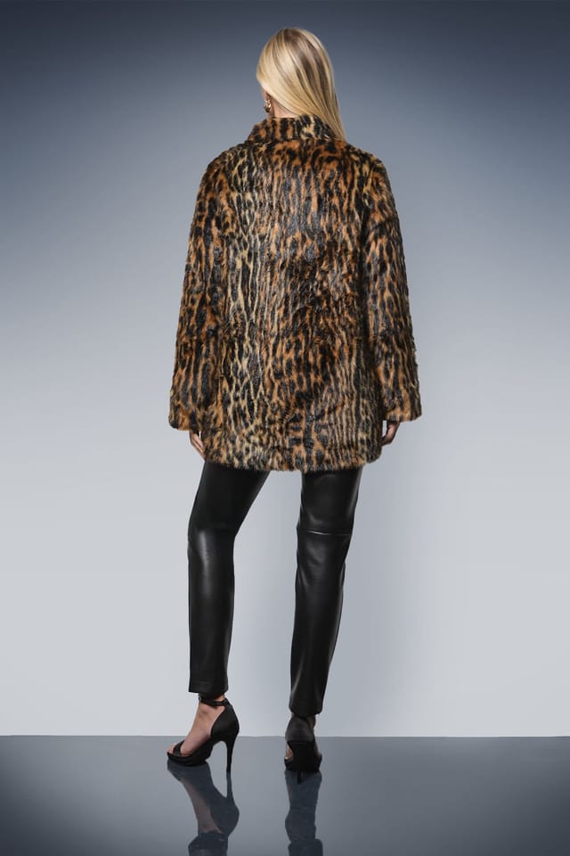 Wallis Wallis Women's Petite Leopard Faux Fur Coat - 3