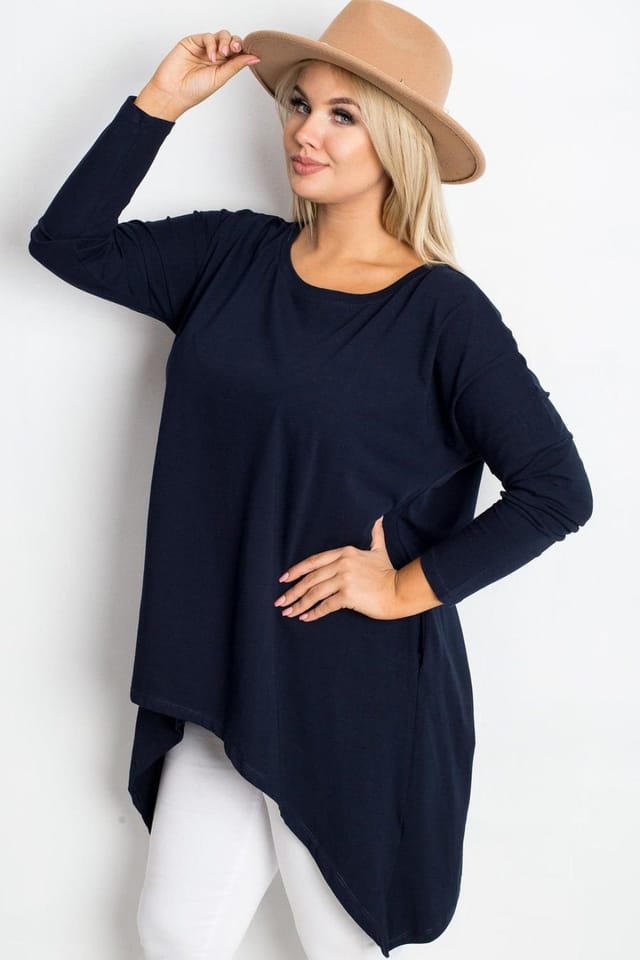 Love Lace Love Lace Women's Plus Size Cotton Elastane Tunic Blouse Style 223039 in Blue - 2