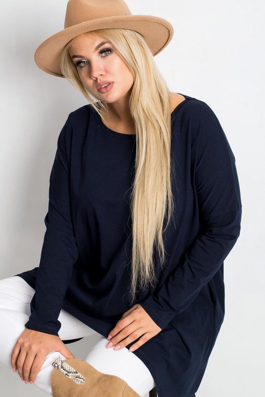 Love Lace Love Lace Women's Plus Size Cotton Elastane Tunic Blouse Style 223039 in Blue - 4