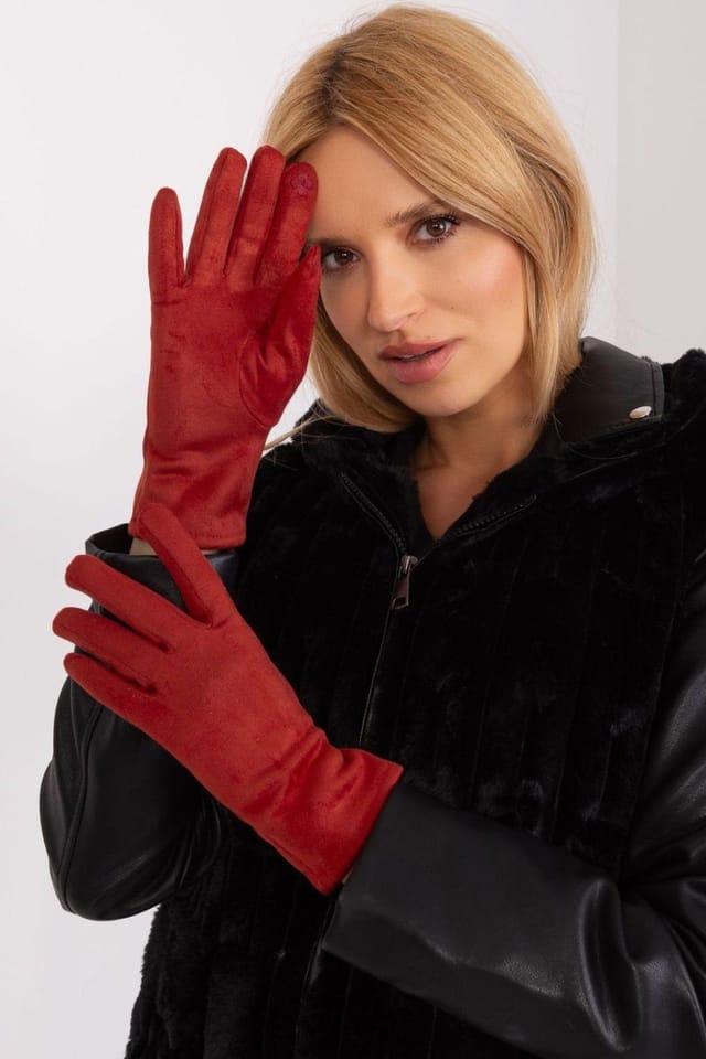 Love Lace Love Lace Women's Elegant Insulated Touchscreen Gloves with Embroidered Flower Cuff in Orange - 3