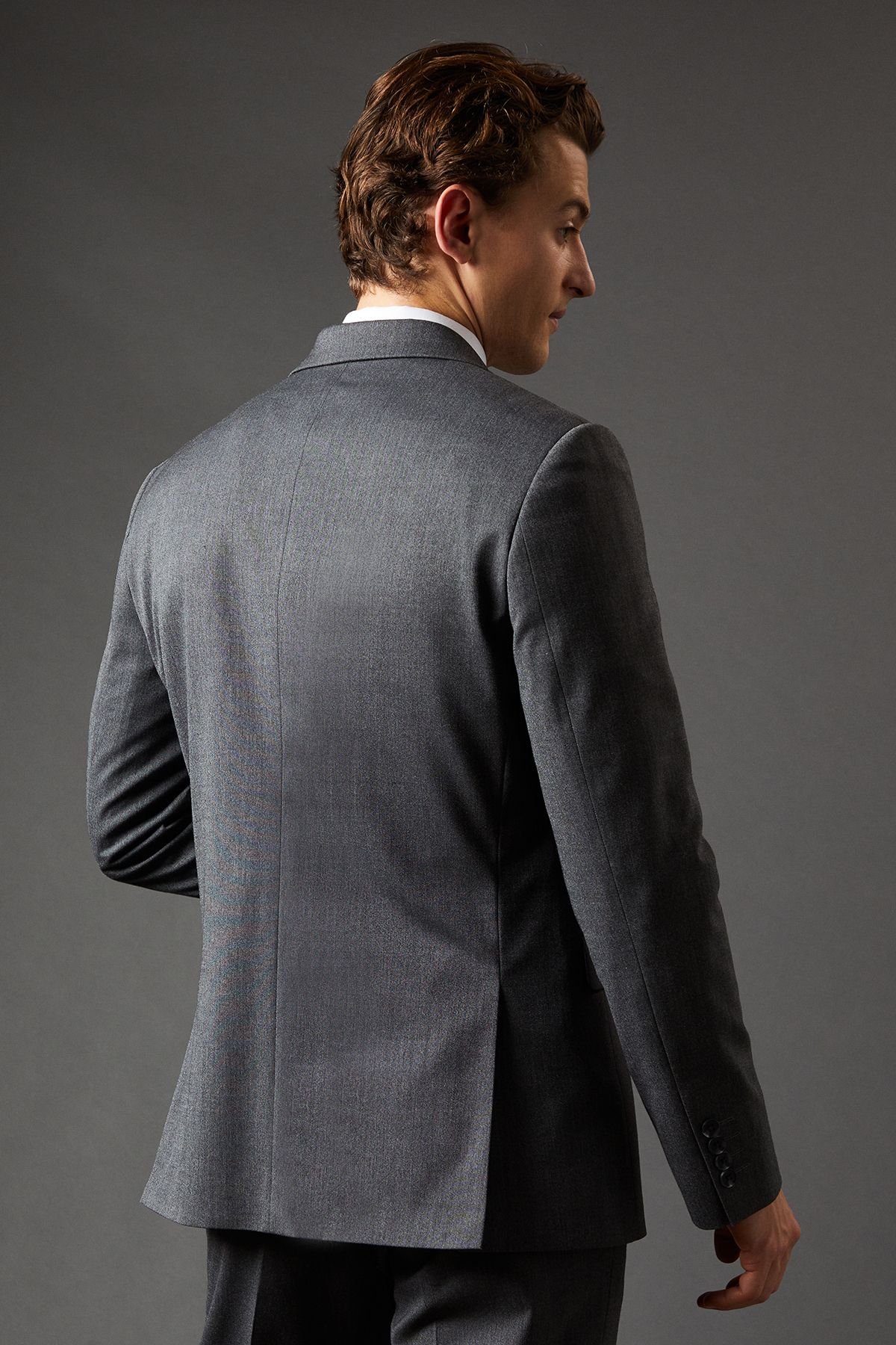 Burton Burton Men's Mid Grey Slim Fit Essential Suit Jacket - 3