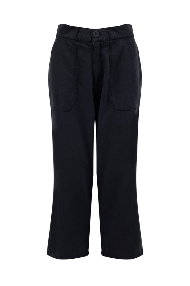 Weird Fish Weird Fish Women's Angelika Cropped Wide Leg Trousers in Midnight - 2