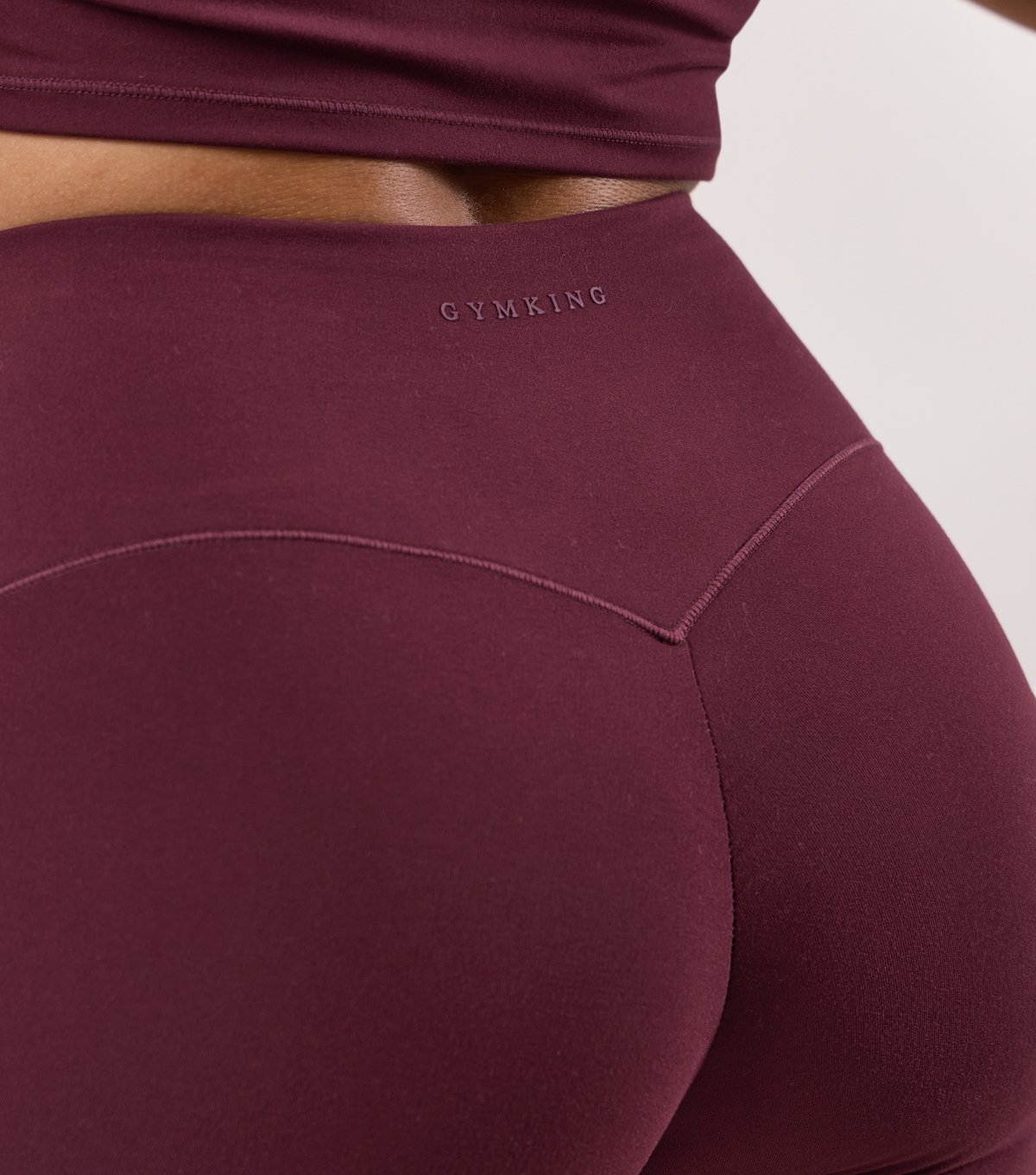 Gym King Women's Burgundy Sculpting Seams Leggings Gym King New Look - 4