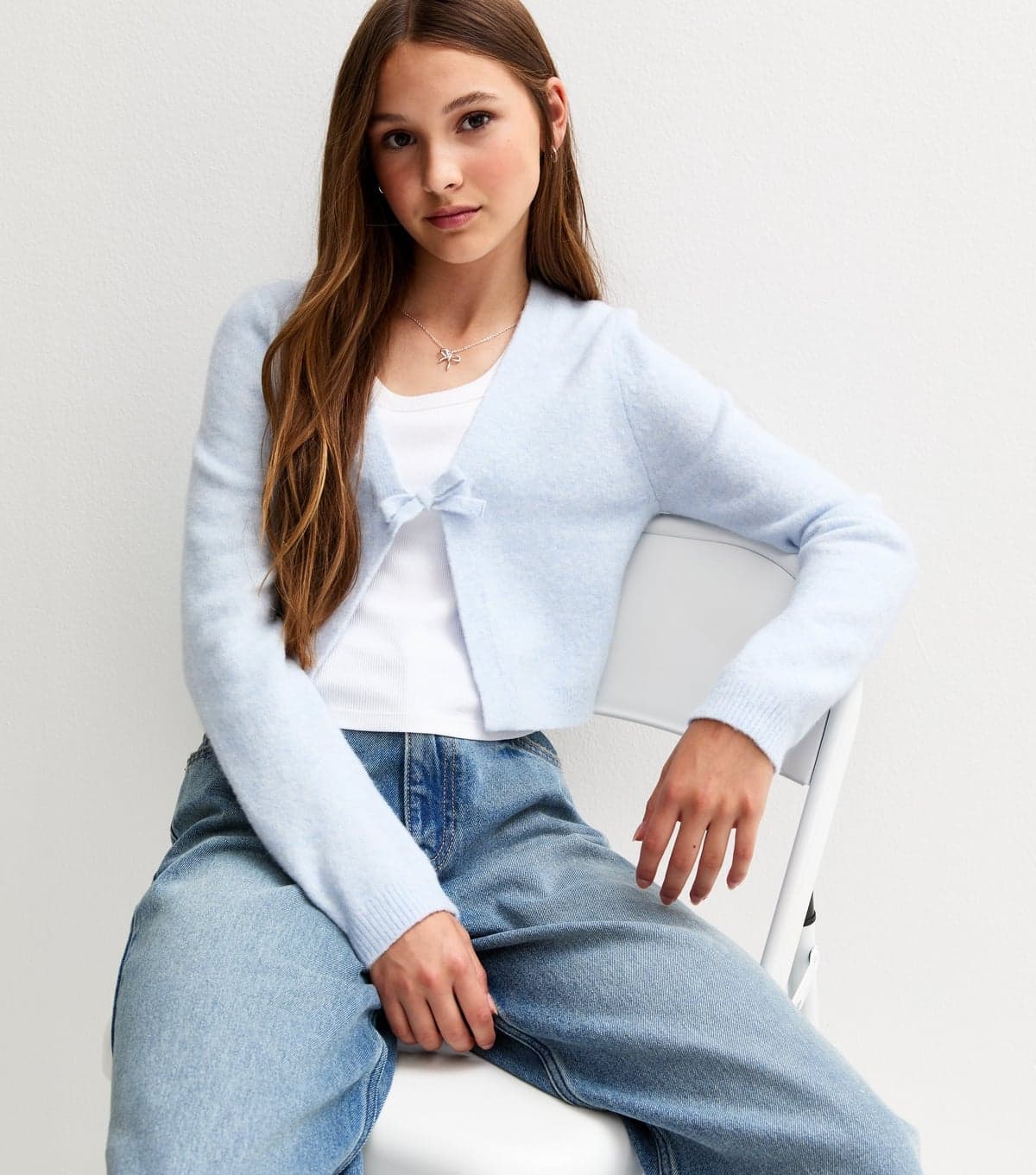 New Look Girls' Light Blue Knitted Cardigan New Look